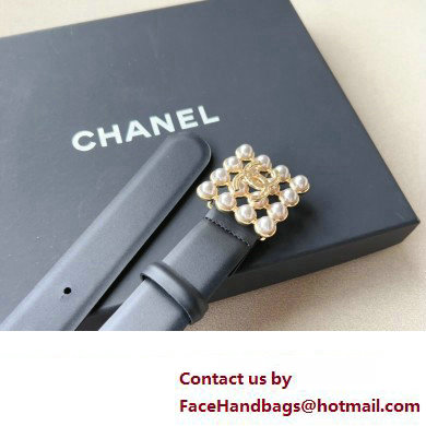 Chanel Width 3cm Metal  &  Glass Pearls calfskin belt AAA036 01 2024